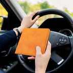 CoBak Car Registration and Insurance Holder - Small and Lightweight Vehicle Glove Box Car Organizer, Auto Truck Comparment Accessories Case for Essential Document, Driver License (Orange)
