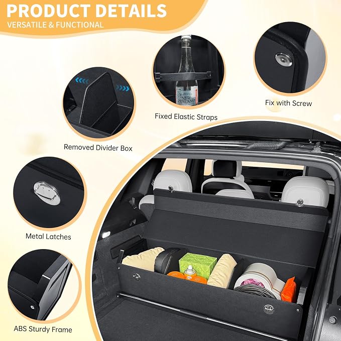 Trunk Organizer for SUV, Collapsible Leather Trunk Organizer for Car with Lid Car Storage for Sedans, Truck, Van, Jeep (Black, 37 x 11.4 x 12.2in)