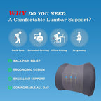 Lumbar Support Pillow for Car, Car Seat Back Support for Driving | Memory Foam Car Lumbar Support for Driving Seat, Car Back Cushion, Adjustable Straps, Lower Back Pillow, Dark Grey