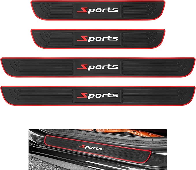 4PCS Car Door Sill Protector,Anti-Scratch Rubber Car Door Protector Edge Guards for Door Steps,Universal Automotive Exterior Accessories Waterproof Door Threshold Strips (Sport, Width 2.36")