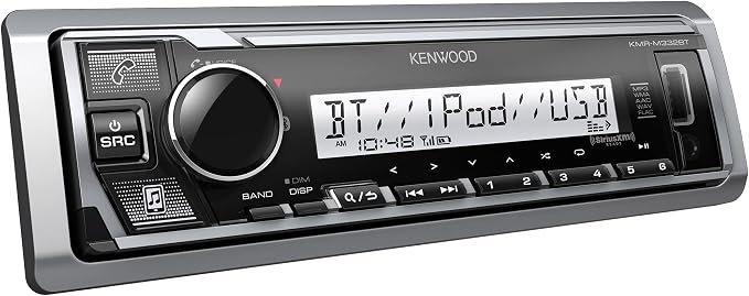 KMR-M332BT Car & Marine Stereo - Single Din, Bluetooth Audio, USB MP3, Aux in, AM FM Radio SiriusXM Ready, Weatherproof, Multi Color Illumination