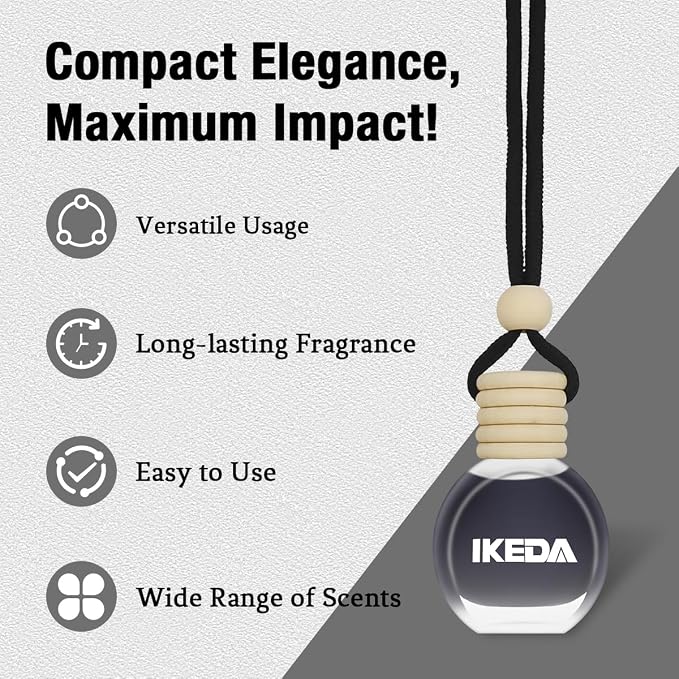 Ikeda Car Air Freshener: Hanging Car Smell Air Freshener | 10ml Hanging Car Perfume | Long Lasting Fragrance | Strong Scents Diffuser for Auto Home (Dark Night)