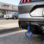2 Pcs Heart Shaped Car Handle Strap – JD M Drift Charm Rear Bumper Warning Ring Decor for Car Interior Exterior, Subway Bus Handle Accessory, Cute Heart Car Decor Gift for Drivers (Blue)
