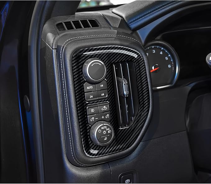 Car Dashboard Side Air Vent AC Outlet Trim ABS Carbon Fiber Interior Decal Cover for 2019-2025 Chevy Silverado/GMC Sierra 1500 | for 2020-2025 Silverado/Sierra 2500 3500 HD Accessories (Style B)