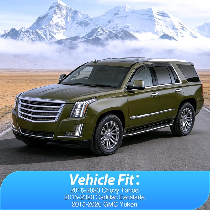Window Visors Rain Guards for Chevy Tahoe 2015 2016 2017 2018 2019 2020, Outside Mount Window Vent Wind Deflectors Visors Shades for Fresh Air Circulation, Smoke Tinted, 4PCS