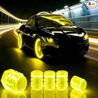 Luminous Tire Valve Stem Caps for Car, 8PCS Fluorescent Glow in The Dark Air Caps Cover，Universal Decoration Accessories for Car SUV Bicycle Motorcycles Trucks (Yellow)