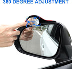 Blind Spot Mirror with Side Mirror Rain Guard, HD Glass Frameless Convex, Carbon Fiber 2-in-1 Side Mirror Covers Kit with Wide Angle Adjustable Stick for Cars SUV and Trucks, Pack of 2