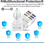 Car Charger Adapter, 6 USB Multi Port, Fast Charger, Include QC 3.0 and 5 Other Ports, Car Interior Accessories, Fit for iPhone 17/16/15/14/13Pro Max, Samsung, Android (White 1pc)