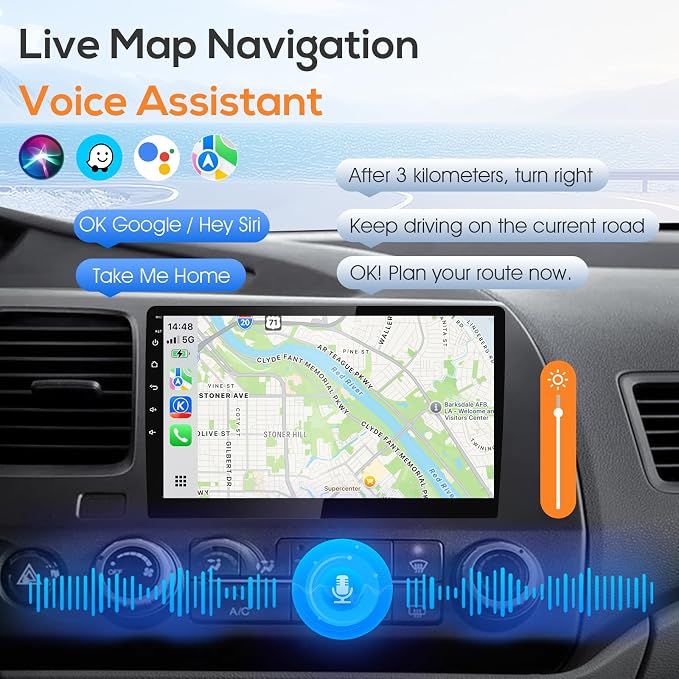 10.1" Double Din Car Stereo, Touchscreen Car Radio with Wireless Apple CarPlay & Android Auto, Bluetooth 4.1, HD Backup Camera, Mirror Link, GPS Navigation, WiFi, Voice Control, 2+64GB, FM/AM