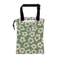 Car Garbage Bag Vintage Green Groovy Flowers Drawstring Car Trash Bag Hanging for Back Seat with Adjustable Buckle Canvas Vehicle Trash Can Easy-to-Install