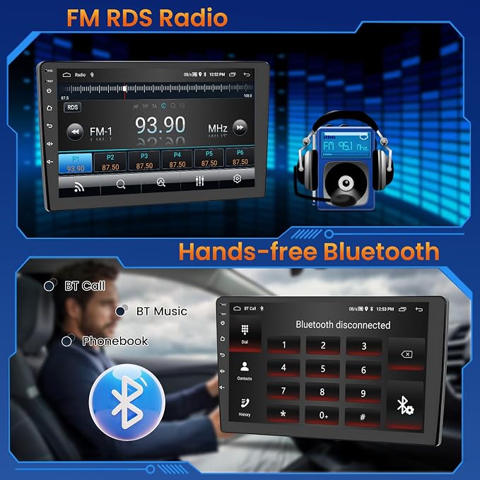 5Ghz WiFi 2G+64G Android 15 Car Radio for Toyota Corolla EX 2005-2012 with Wireless Carplay/Android Auto, 9 Inch IPS Touchscreen for Corolla Stereo with GPS Bluetooth FM/RDS SWC AHD Backup Camera MIC