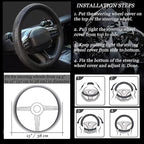 New Diamond Leather Steering Wheel Cover with Bling Bling Crystal Rhinestones, Universal Fit 15 Inch Car Wheel Protector for Women Girls Black Diamond