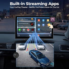 LAMTTO 9" Apple CarPlay Screen with Backup Camera & Streaming Apps | Portable 9-inch display for safer parking, preloaded Netflix YouTube & Bluetooth audio for on-the-go entertainment
