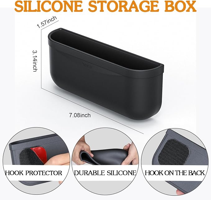 for Tesla Model Y 3 Sunglasses Holder Center Console Organizer Tray Storage Box Key Card Coin Holder Silicone Hook for Flocking Tesla Accessories