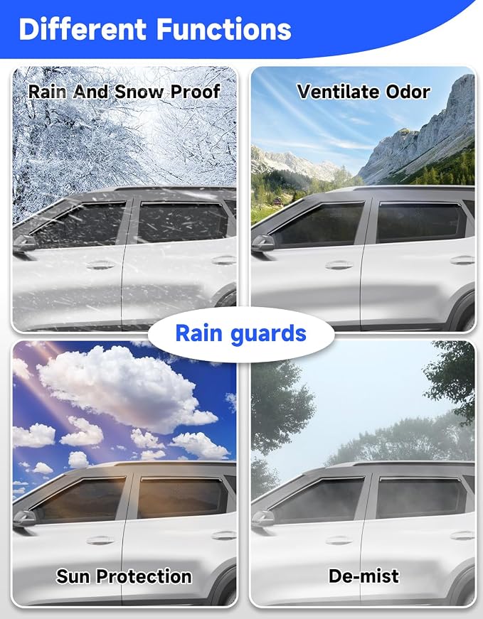 in-Channel Rain Guards Fit for Kia Seltos 2021 2022 2023 2024 2025 2026, Window Rain Guards Visors Vent Visors Window Deflector Vent Shades Car Accessories -4 pcs