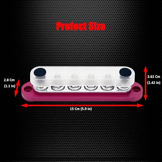 6 x M8 (5/16") Studs Power Distribution Block Bus Bar 12V, 5.9" HD 200A Marine BusBar Battery Distribution Block W/Cover for Car Boat Solar (Red)