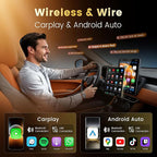 9.5'' Single Din Car Stereo with Wireless CarPlay Android Auto,HD IPS Adjustable Screen Vertical Radio with Bluetooth, USB, Mirror Link, SWC, Bluetooth, Car Play, FM/AM/RDS Radio, Backup Camera