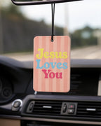 Red and Pink Christian Car Air Freshener 4 Pcs for Women Girls | Girly Religious Car Accessories Mirror Decor, Christian Hanging Air Freshener for Cars Closet Drawer Books