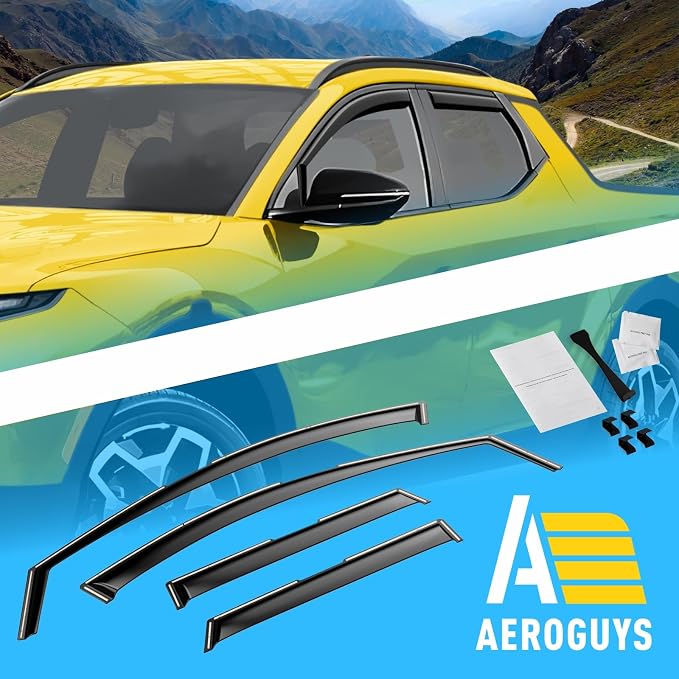 Extra Durable Window Deflectors in-Channel Window Visors Rain Guards Fit for Hyundai Santa Cruz 2022-2026, Sun Visors, Wind Vent for Shades, Exterior Car Accessories - 4pcs. AG0482