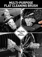 7PCS Car Wheel Brush Kit, Tire Brush for Car Owners & Auto Detailers, Soft-bristled Rim Brush, Flat Wheel Brush, Double-Ended Detailing Brush and Pads for Home Shop, Cars Trucks RVs