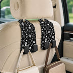 Cute Black Paw Car Seat Back Storage Headrest Hooks for Purses & Bags – 2PCS PU Leather Dual Metal Hooks, Backseat Organizer Accessories