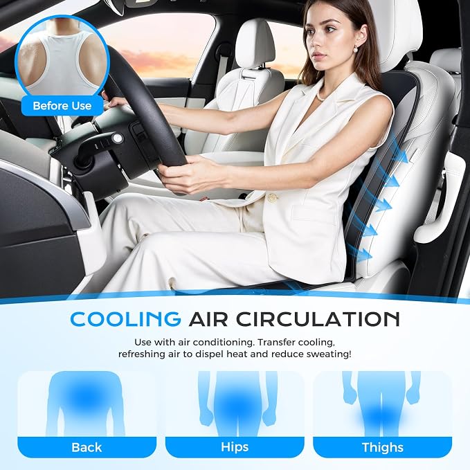 Coverado Ventilated Cooling Car Seat Cushion, 2026 Enhanced 12V-24V Fast Cool System, Cooled Seat Cover Universal for Car Sedan SUV Truck, Classic Gray