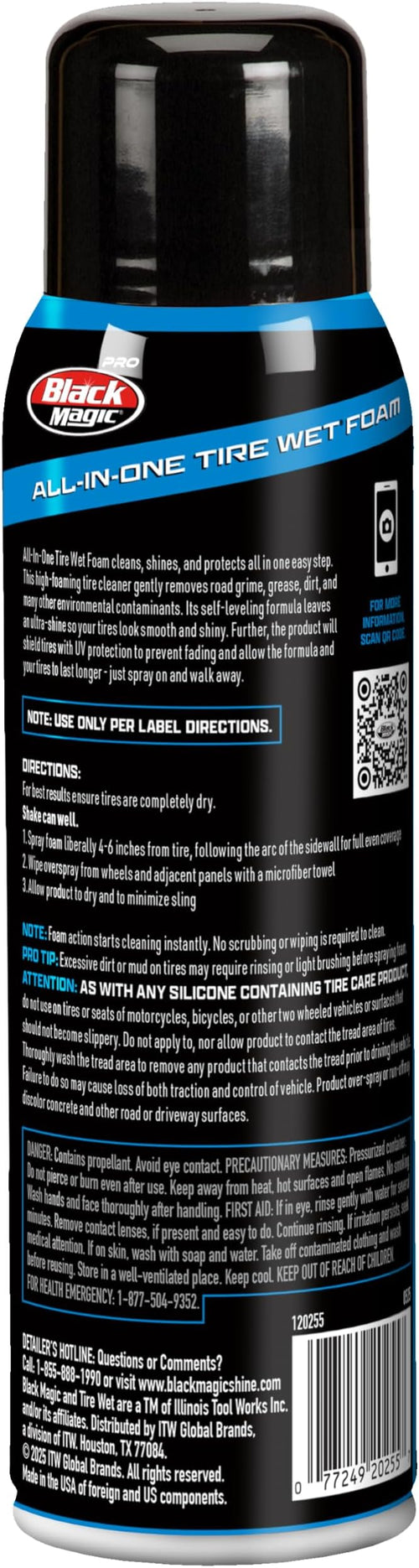 120255 All in One Tire Wet Foam Cleans, Shines & Protects Tires while Lifting away Grime, Grease & Dirt, Ultra Gloss Shine - Cherry Scent