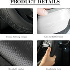 Steering Wheel Cover for Men Women, Universal 15 inch Microfiber Leather with Non-Slip Rubber Lining, Breathable Car Wheel Protector, Odorless, Durable, Black