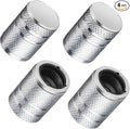 Tire Valve Stem Caps - (4 Pack) Premium Metal Air Caps with Plastic Liner, Durable, Corrosion Resistant and Leak-Proof, Universal Fit for Cars, Trucks, Motorcycles, and Bikes - Silver