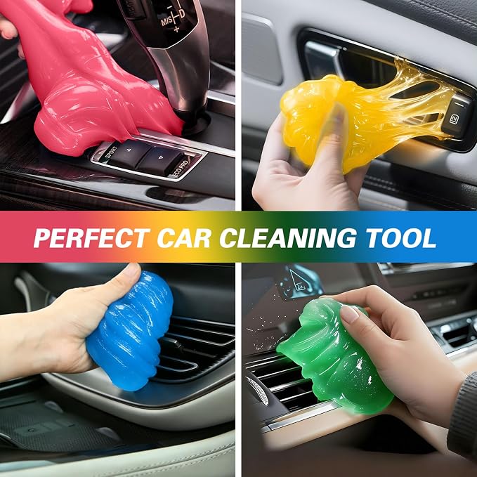 4-Pack Car Cleaning Gel, 5.6 oz Each, Universal Auto Cleaning Putty Slime, Dust Remover for Car Vents, Dashboard, Keyboard & Interior Accessories