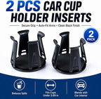 2pcs Car Cup Holder Insert,Black Cup Holder for Car,Cup Holder Expander,Cup Holder Insert Adapter for Car,Cupholder Insert for Car with Adaptive Clamping Arm for Fixing Water Bottles and Drinks