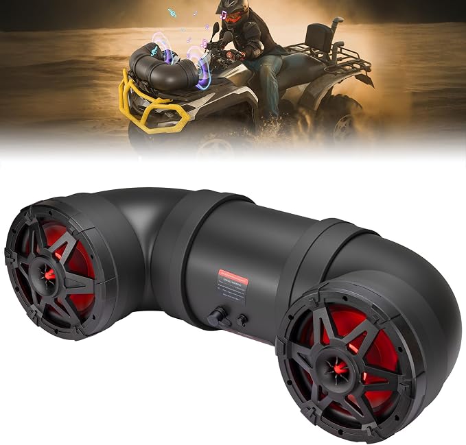 ATV Speaker 8 Inch Bluetooth-connectivity ATV UTV Sound Bar w/ 20 RGB Light Modes, 2X Full Range Speakers 2X Tweeters Boat Sound System Compatible with Polaris Sportman Fourtrax Can Am