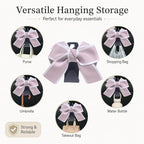 2 Pack Car Purse Hooks, Cute Bow Car Seat Headrest Hook Hanger for Purses and Bags, Space-Saving Car Accessory(pink)