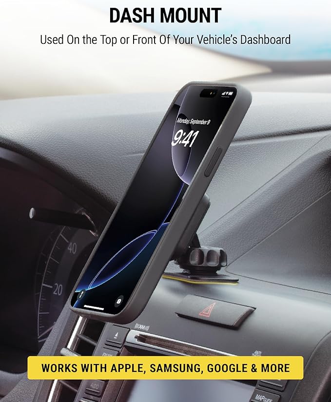 MAGKIT MagicMount Magnetic Car Phone Mount for Dashboard, 360° Adjustable Magnet Head, Universal Cell Phone Holder for Car, Compatible with iPhone, Samsung, and All Devices (Pack of 2)