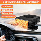 Car Heater 12V, 2 in 1 Portable Car Heater for Vehicle Fast Heating Quickly Defrost Defogger Demister Heat Cooling Fan Auto Dryer Windshield Defroster Plug in Cigarette Lighter (Black)