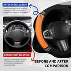 Bling Car Steering Wheel Cover, 15 Inch Rhinestones Soft Leather Elastic Steering Wheel Protector, Sparkly Crystal Diamond for Women, Car Interior Accessories for Most Cars (Orange)