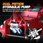 4 Ton Low Profile Floor Jack, Heavy Duty Steel Hydraulic Car Jack with Dual Pistons Quick Lift Pump, Hydraulic Racing Floor Jack, Lifting Range 4.5" to 20", Red