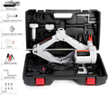 Electric Car Jack 3T Scissor Floor Jack Set 12V Automatic Vehicle Lift Kit for Road Emergency Tire Change Car Repair Tool for Sedans and SUV Gray