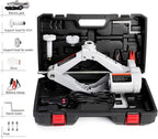 Electric Car Jack 3T Scissor Floor Jack Set 12V Automatic Vehicle Lift Kit for Road Emergency Tire Change Car Repair Tool for Sedans and SUV Gray