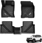 3W Floor Mats Fit for Ford Bronco Sport 2021-2025 2026 All Weather TPE Car Accessories Custom Fit Full Set Ford Bronco Sport Car Mats (Not for Bronco & Rubberized Floor & Outer Banks)