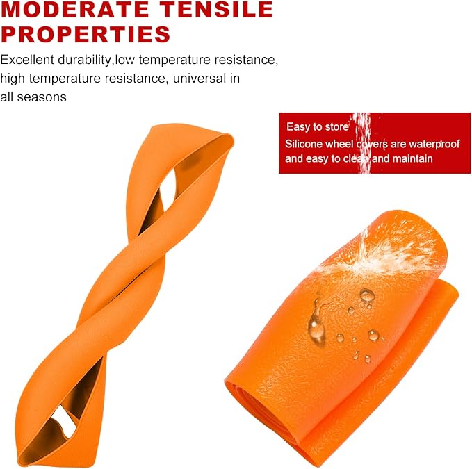 Car Steering Wheel Cover, 13 to 14.17 inches Anti-Slip Silicone Steering Wheel Protector, Soft Flexible Shock-Absorbent Steering Wheel Protective Cover for Most Car Models (Orange)