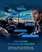 AI 4K Dash Cam Front and Rear Recording with Driver Monitoring System, 360° View 4 Channel Dashcam Car Camera, STARVIS 2 Night Vision, 5G Wi-Fi GPS, 3" Touch Screen, with 64GB Card, V8 MAX