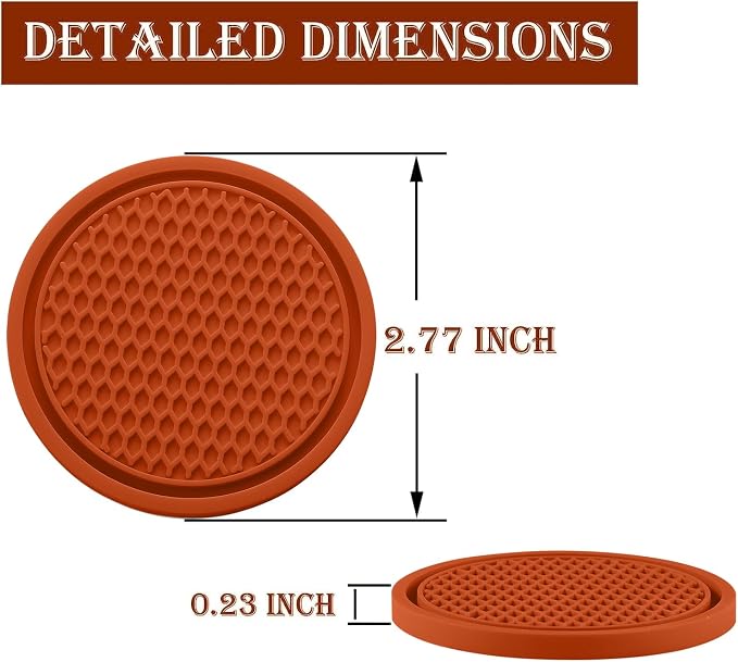 Car Cup Coaster, 4PCS Universal Non-Slip Cup Holders Embedded in Ornaments Coaster, Car Interior Accessories, Orange
