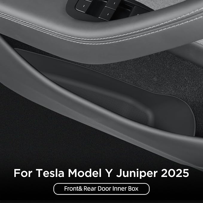 4P Door Side Storage Organizer for Tesla Model Y Juniper 2025 2026 | Standard/Premium/Performance, Front & Rear Door Slot Pocket Box, Insert Tray, TPE Model Y Juniper 2026 Accessories, Black
