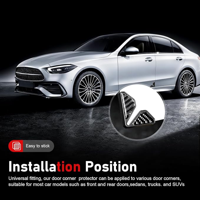 2 PCS Car Door Corner Edge Guards, Thickened PVC Anti-collision Door Corner Protector, Carbon Fiber Sporty Style Decorative Cover, Self-adhesive Exterior Accessory for Cars (Black)