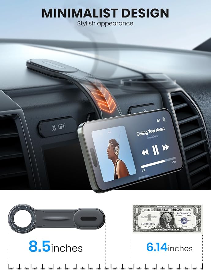 for MagSafe Car Mount Detachable, Bendable Aluminum Arm Magnetic Phone Holder for Car【20 Strong Magnets】 Cell Phone Mount for Car Dash Fit iPhone 17 16 15 14 Pro Max Mini Mag Safe Accessories