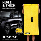 1400 GSM Car Drying Towels Car Detailing– XXL Microfiber Towels for Cars, Trucks (48" x 24"), Ultra-Absorbent, Streak-Free, Scratch-Free, No Water Spots, Double-Twist Pile & Edgeless Design