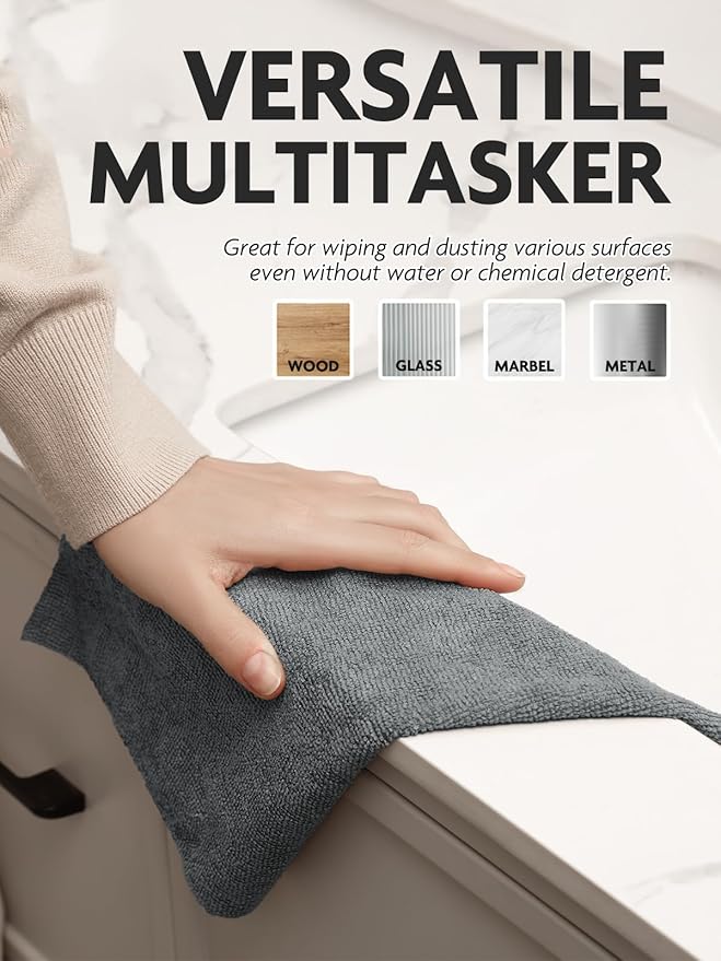 Microfiber Cleaning Cloth Roll- 75 Sheets, 12" x 12"(Dimgrey) | Super Absorbent, Lint-free, Tear-away Microfiber Towel Roll, for All-Purpose Cleaning, Reusable Alternative to Paper Towels