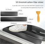 4 PCS Car Door Sill Protector, 5D Carbon Fiber Auto Door Entry Edge Guard Protection Trim, Anti-Scratch Threshold Cover Strips, Sill Protection Sticker for Car SUV Truck (Black)