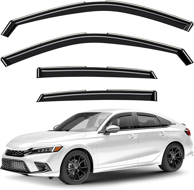 GrandWheel Window Deflectors Smoke Tinted in-Channel Side Window Vent Visor Deflectors Rain Guards Compatible with Civic 2022-2026 Sedan - 4pcs. GW0850